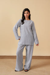 Grey Stripes Seersucker Co-Ord Set