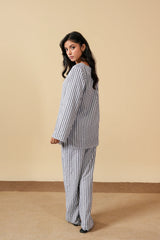 Grey Stripes Seersucker Co-Ord Set
