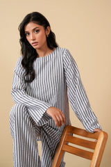 Grey Stripes Seersucker Co-Ord Set